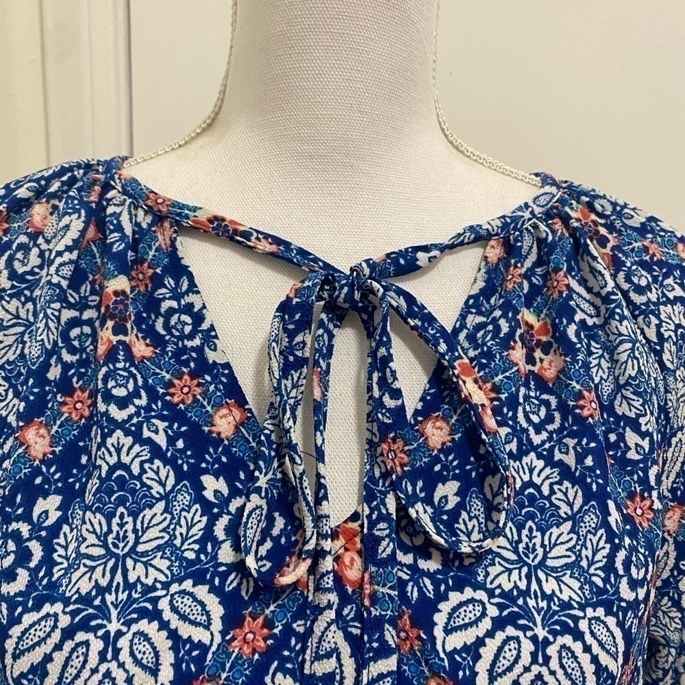 Nicole Miller Studio Blue Boho Floral Dress - Picture 3 of 5